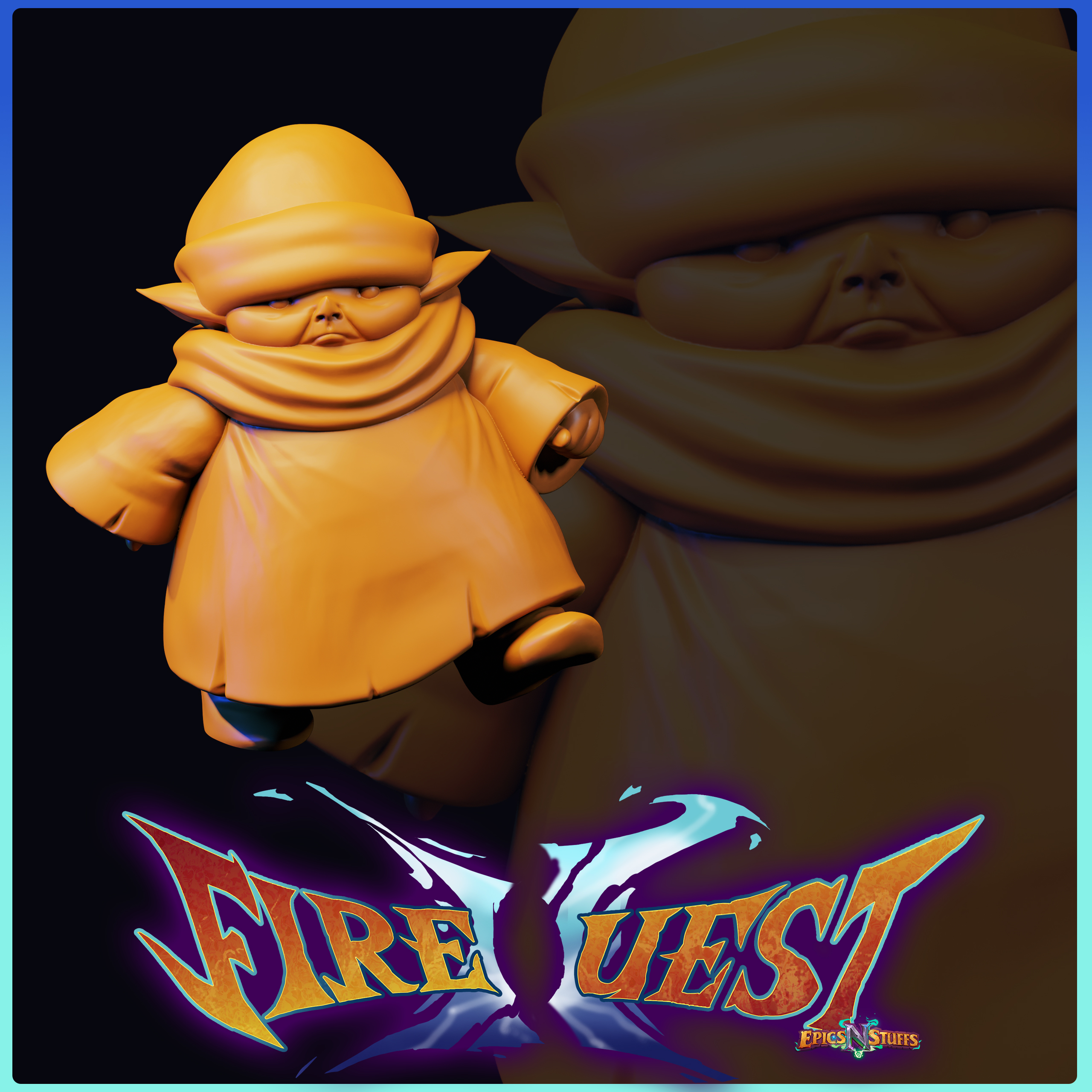 Golem Boy 2, Fire Quest II Miniature/Statue - Pre-Supported
